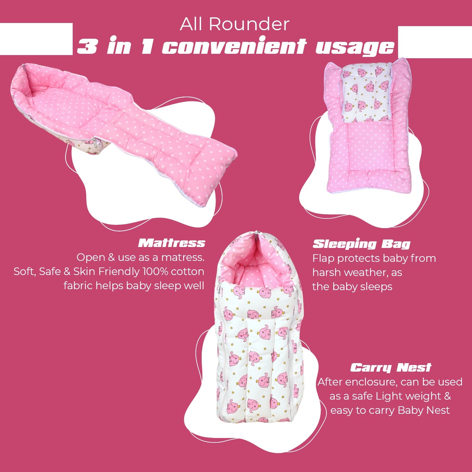 baby sleeping bag pink 4